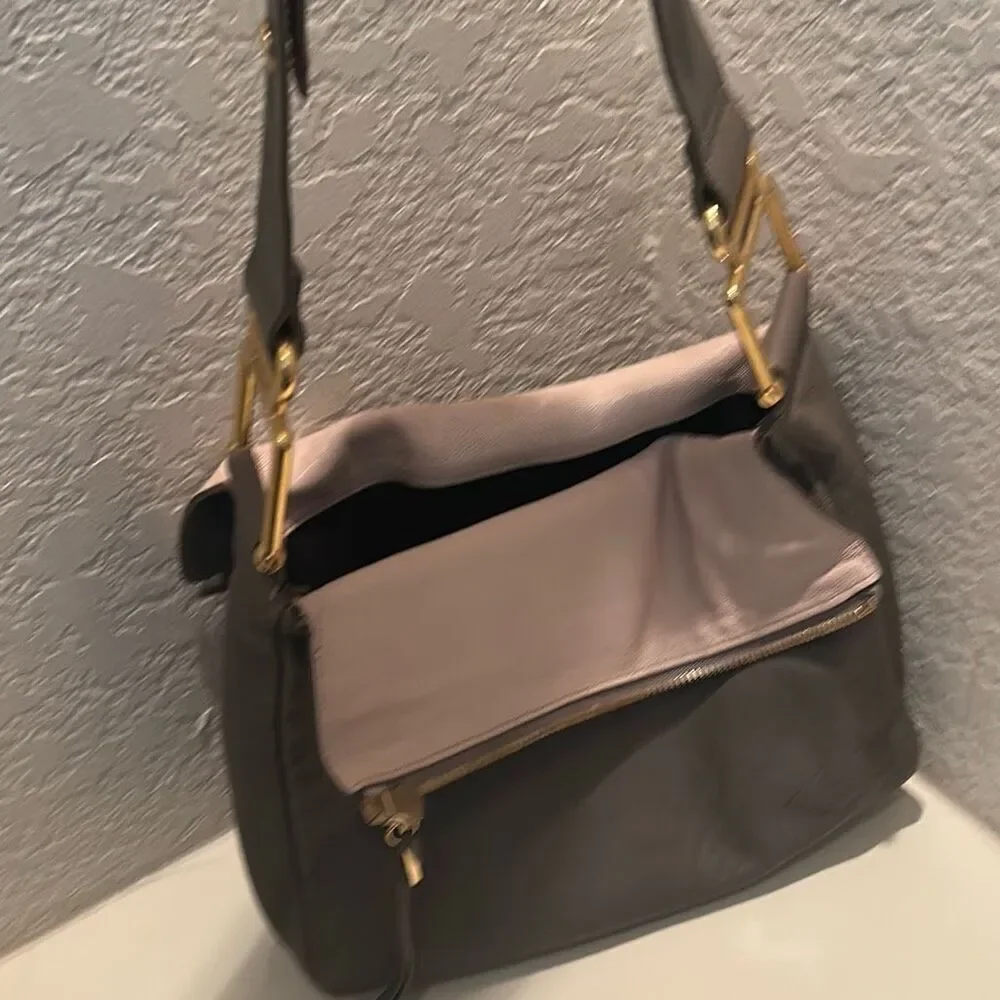 Chloe Vanessa Messenger Bag Gray Leather Minimalist Old Money Classic Purse